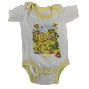1984 VTG Rainbow Brite Outfit 0-3m One Piece Stretchy Baby Snap Bodysuit Yellow